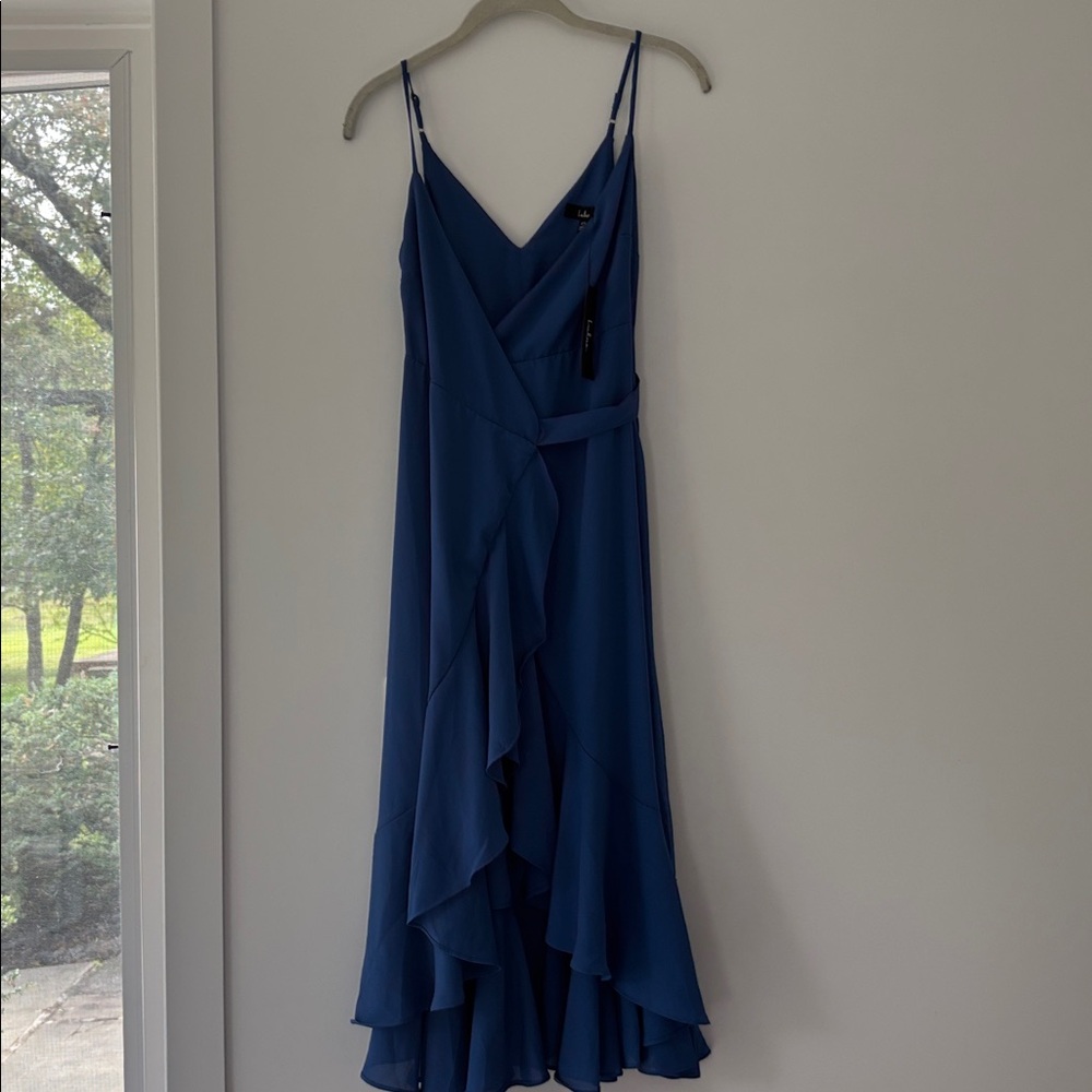 Lulu's Blue Ruffle Midi Dress
